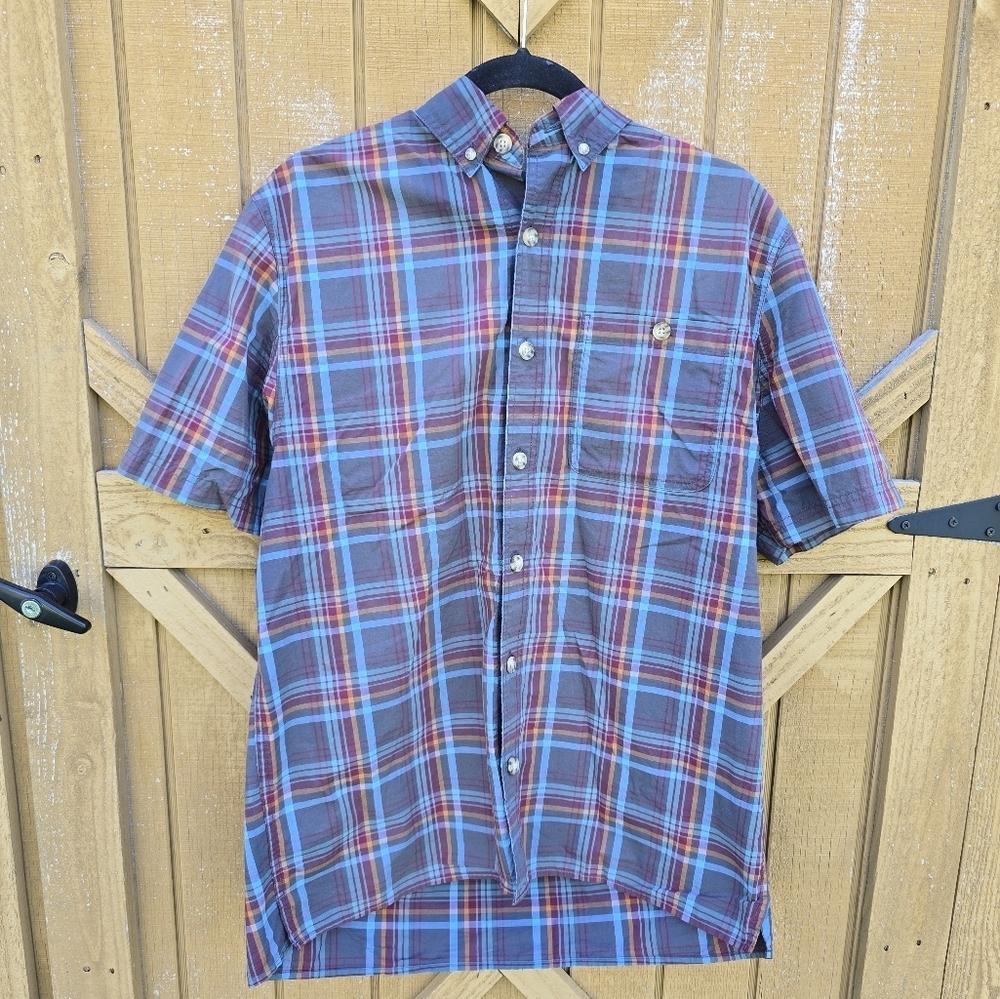Duluth Men's Plaid Button-Down Shirt 100% Cotton Relaxes Fit Size Medium
